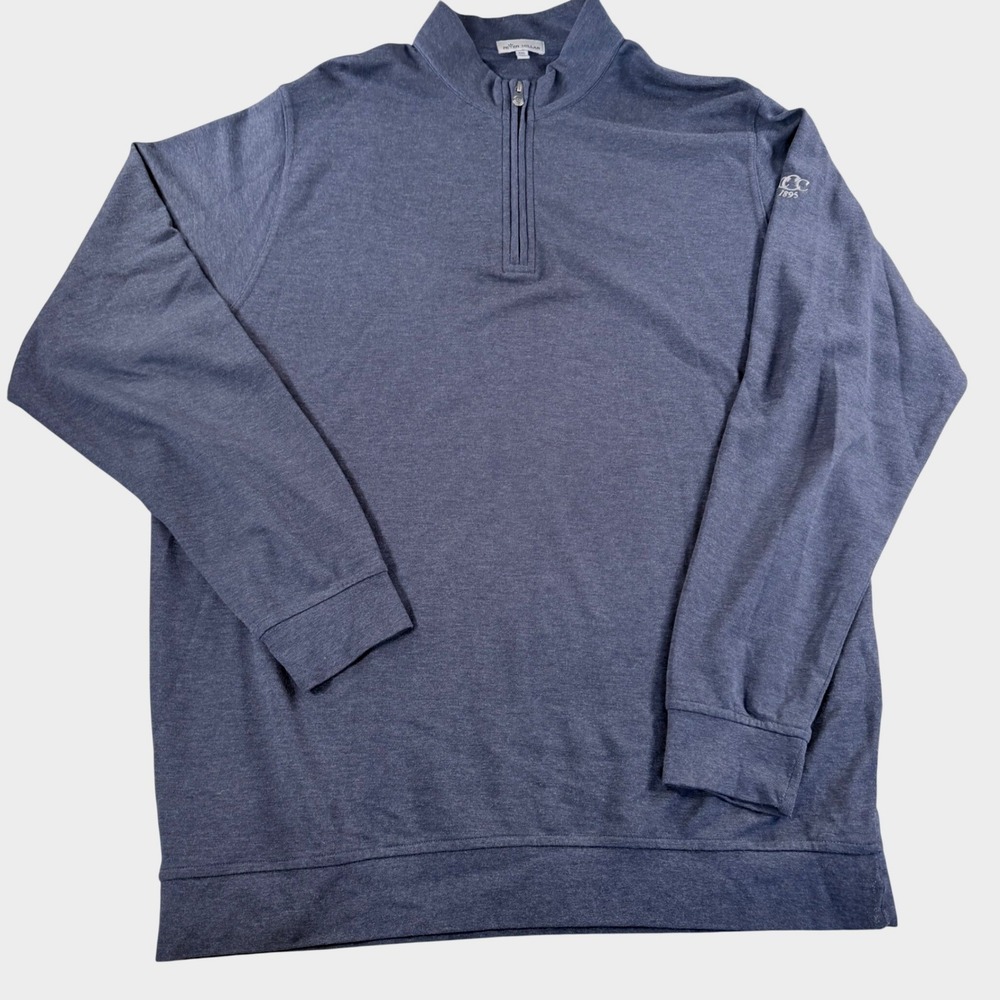 Peter Millar Quarter Zip Pullover Golf Sweater Mens XXL Blue CCC 1895 Logo